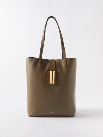 demellier - vancouver grained-leather tote bag - womens - olive