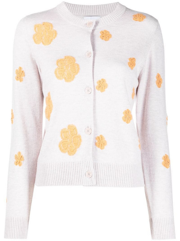 Barrie floral-print button-up cardigan in neutrals