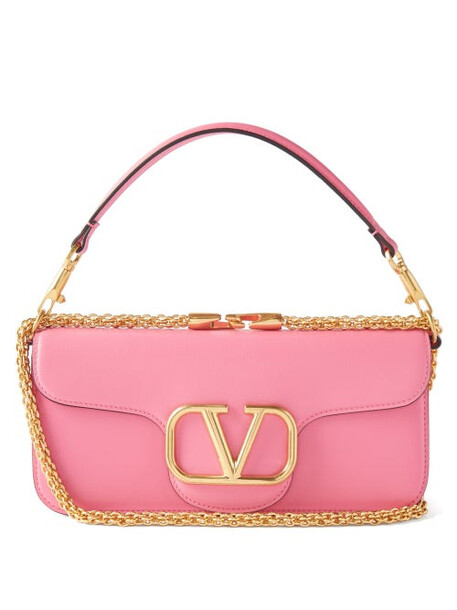 Valentino Garavani - V-logo Leather Shoulder Bag - Womens - Pink