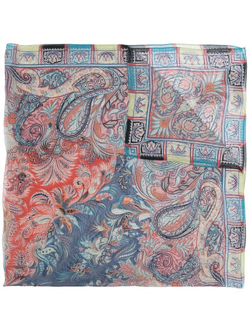 Etro paisley-print silk scarf in blue