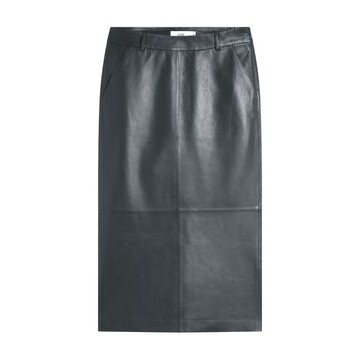 Closed Slim Leather Pencil Skirt in charcoal