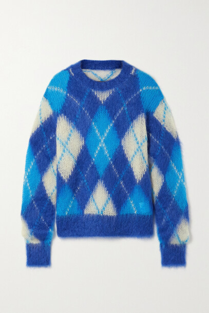 Marni - Argyle Mohair-blend Sweater - Blue