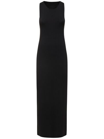 matteau open back viscose knit maxi dress in black