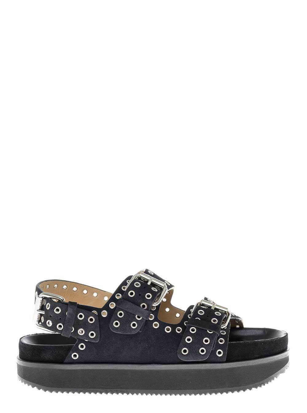 Isabel Marant Ophie Suede Leather Sandals With Studs in black