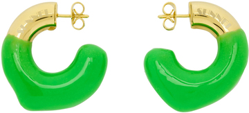 sunnei ssense exclusive gold & green rubberized earrings