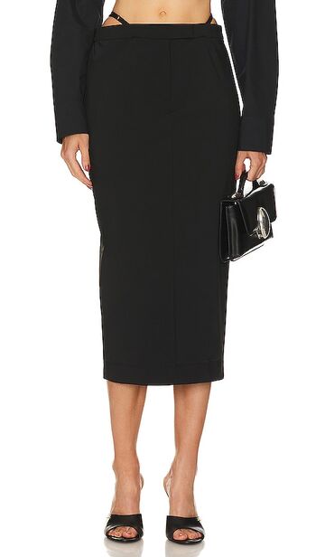alexander wang fitted long skirt with logo and elastic g string in black