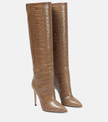Paris Texas Croc-effect leather knee-high boots in beige