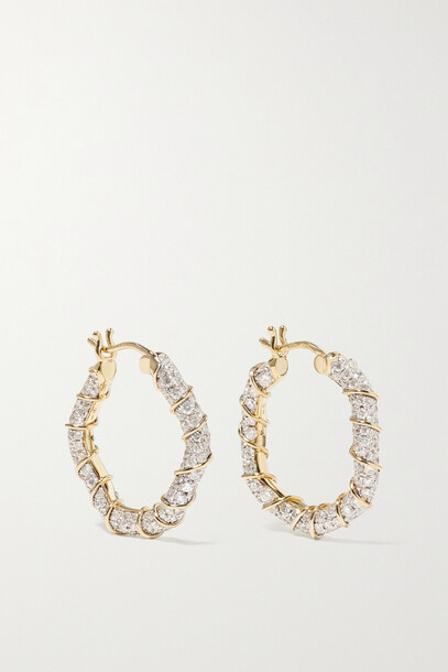 Yvonne Léon - 18-karat Gold Diamond Hoop Earrings - one size