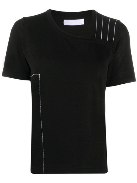 stagni 47 asymmetric contrast stitching T-shirt in black
