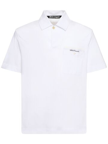 palm angels tailored cotton polo shirt in white