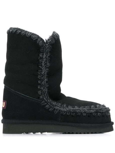 Mou woven detail boots in black