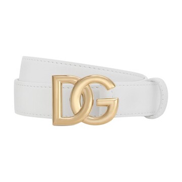 Dolce & Gabbana Calfskin belt with DG logo in white