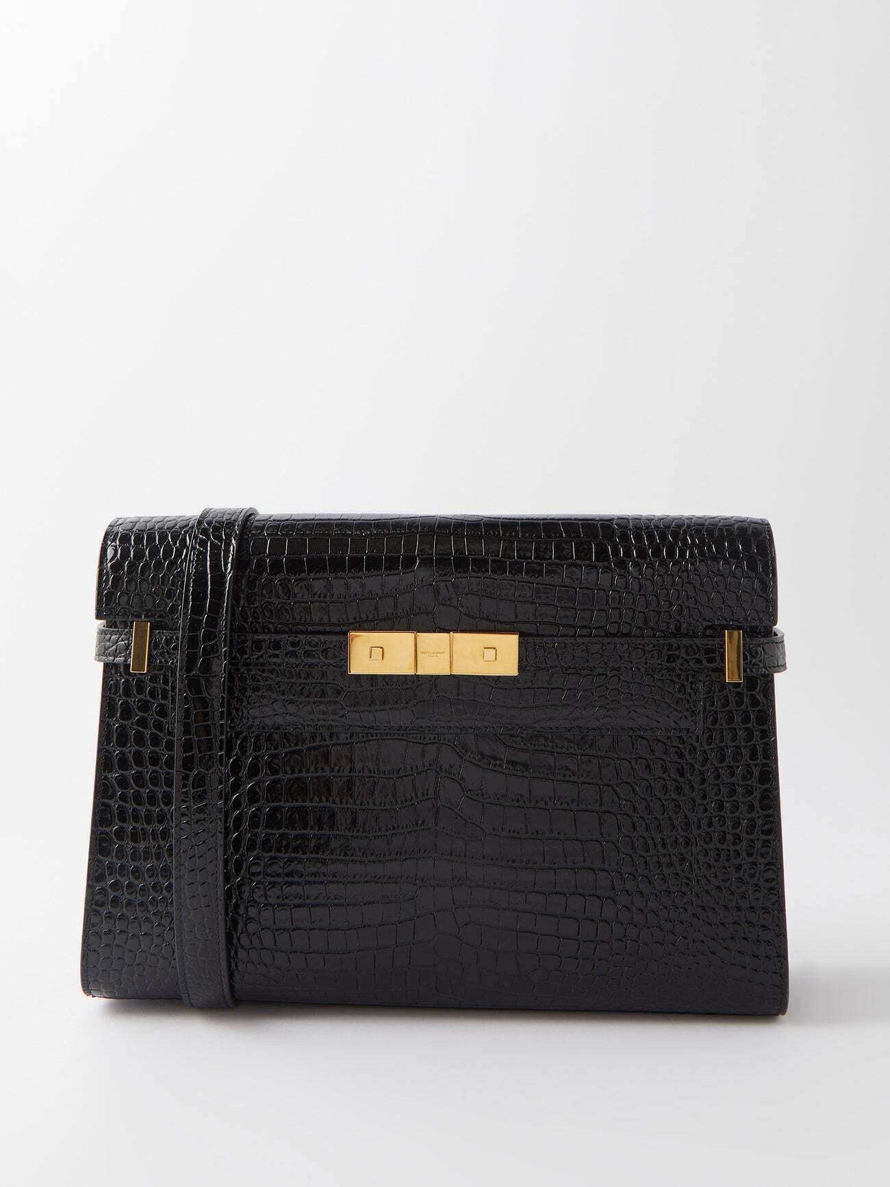 Saint Laurent - Manhattan Croc-effect Leather Shoulder Bag - Womens - Black