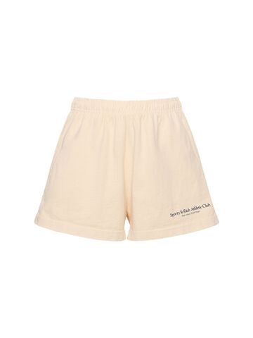 sporty & rich athletic club cotton disco shorts in beige