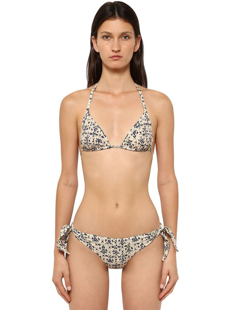ISABEL MARANT ÉTOILE Shayla Printed Lycra Triangle Bikini Top in ecru / multi