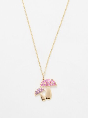 sydney evan - mushroom sapphire, amethyst & gold necklace - womens - gold pink