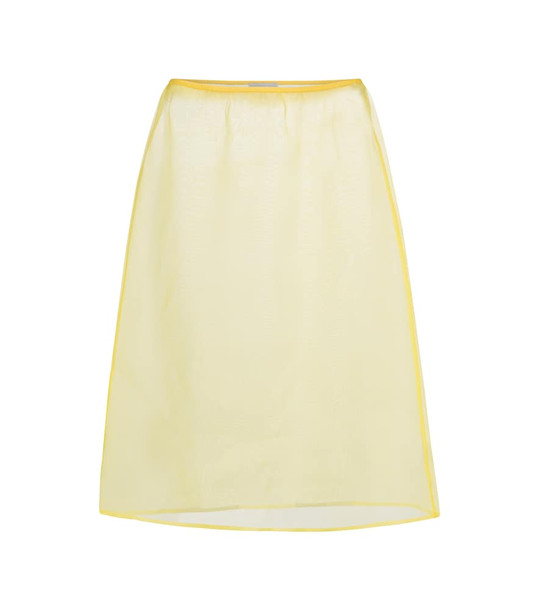 Dries Van Noten Silk organza midi skirt in yellow