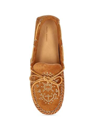 ISABEL MARANT 10mm Freen Studded Suede Loafers in tan