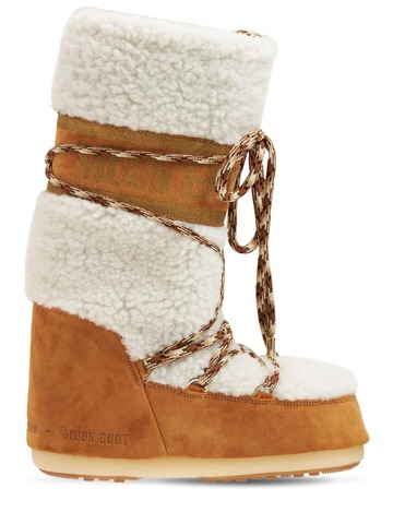 MOON BOOT Tall Icon Shearling & Suede Moon Boots