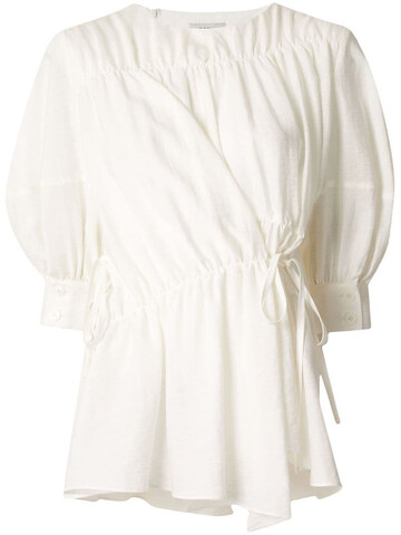 Goen.J multi-directional ruched blouse in white