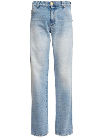balmain high waist vintage denim straight jeans