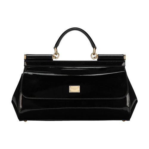 Dolce & Gabbana Medium polished calfskin Sicily bag in black