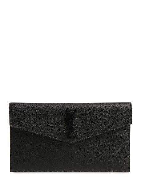 SAINT LAURENT Medium Monogram Leather Pouch in black