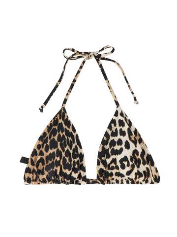 Ganni leopard Bikini Top in brown