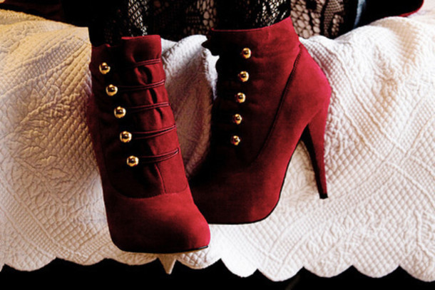 shoes high heels red boots burgundy