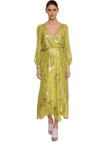 TEMPERLEY LONDON Silk Blend Wrap Midi Dress in yellow