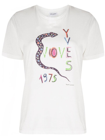 Saint Laurent Love 1975 snake print T-shirt in white