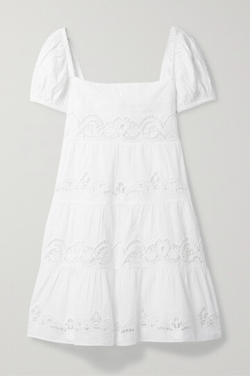 Alice + Olivia Alice + Olivia - Rowen Corded Lace-trimmed Embroidered Cotton Mini Dress - White