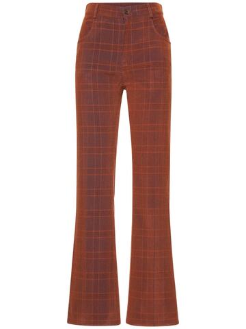 MCQ Printed Cord Check Flared Pants in brown