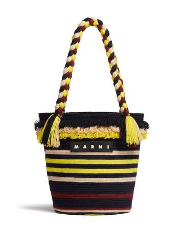 marni market cot knitted bucket bag - yellow