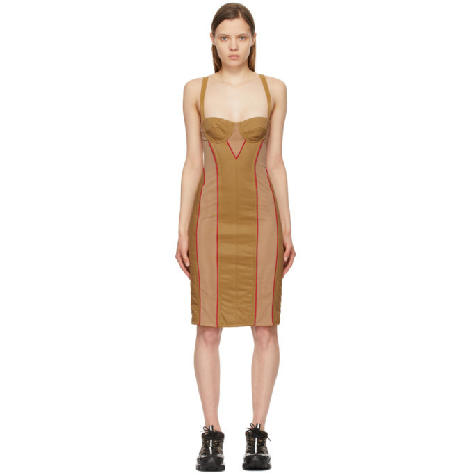 Burberry Tan Quilted Alanis Corset Dress in camel