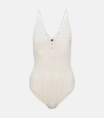 missoni mare patterned knit swimsuit in white