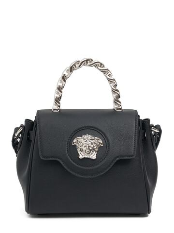 versace small medusa leather top handle bag in black