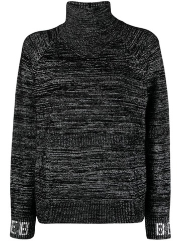 iceberg logo intarsia-knit contrasting-trim jumper - black
