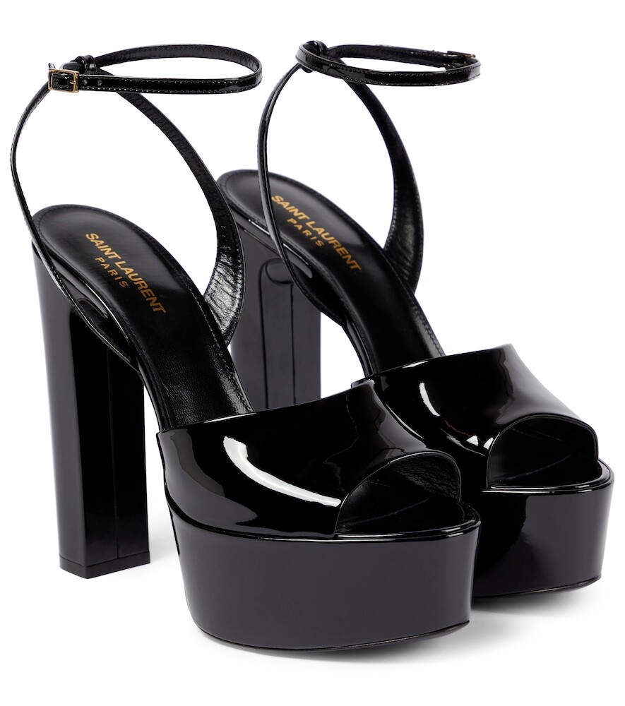 Saint Laurent Jodie patent leather platform sandals in black