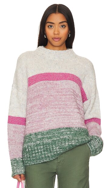 lovers and friends jaden colorblock sweater in light grey in green / pink / multi