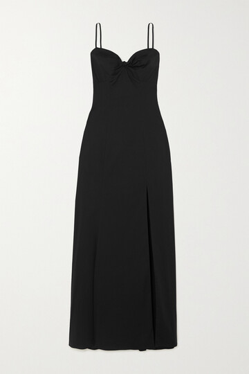 staud - nataly twisted stretch-cotton poplin midi dress - black