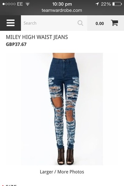 jeans ripped denim miley cyrus high waisted
