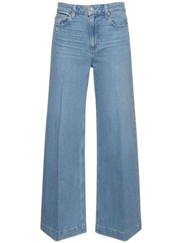 paige harper stretch cotton wide jeans in blue