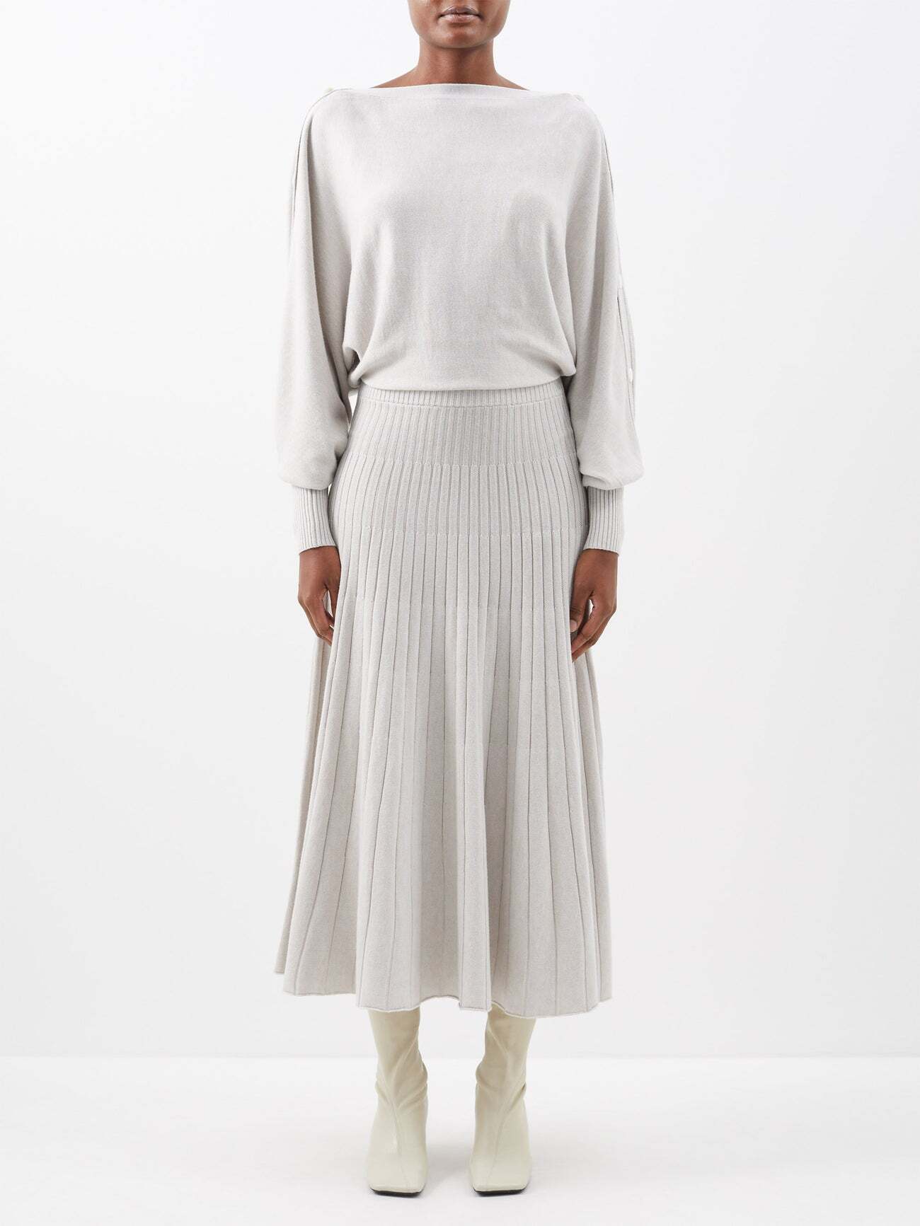 Palmer/harding Palmer//harding - Dissect Merino-blend Sweater Dress - Womens - Grey