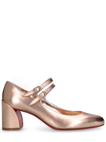 christian louboutin 55mm miss jane laminated leather pumps in gold