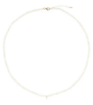 PersÃ©e Pearl necklace with gold and diamond in white
