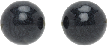 dries van noten black pearl earrings in anthracite