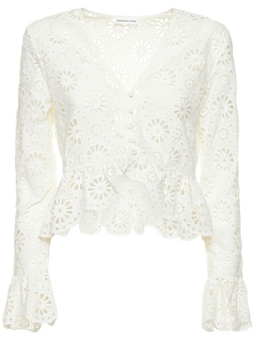 DESIGNERS REMIX Sandrine Broderie Cotton Blouse in ivory