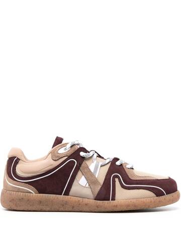 ganni mesh-panelled leather sneakers - brown