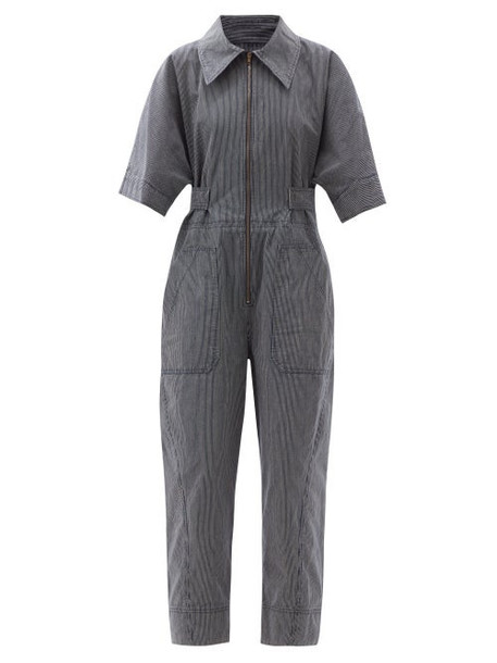 Ssone - Ritual Striped Organic-cotton Jumpsuit - Womens - Denim